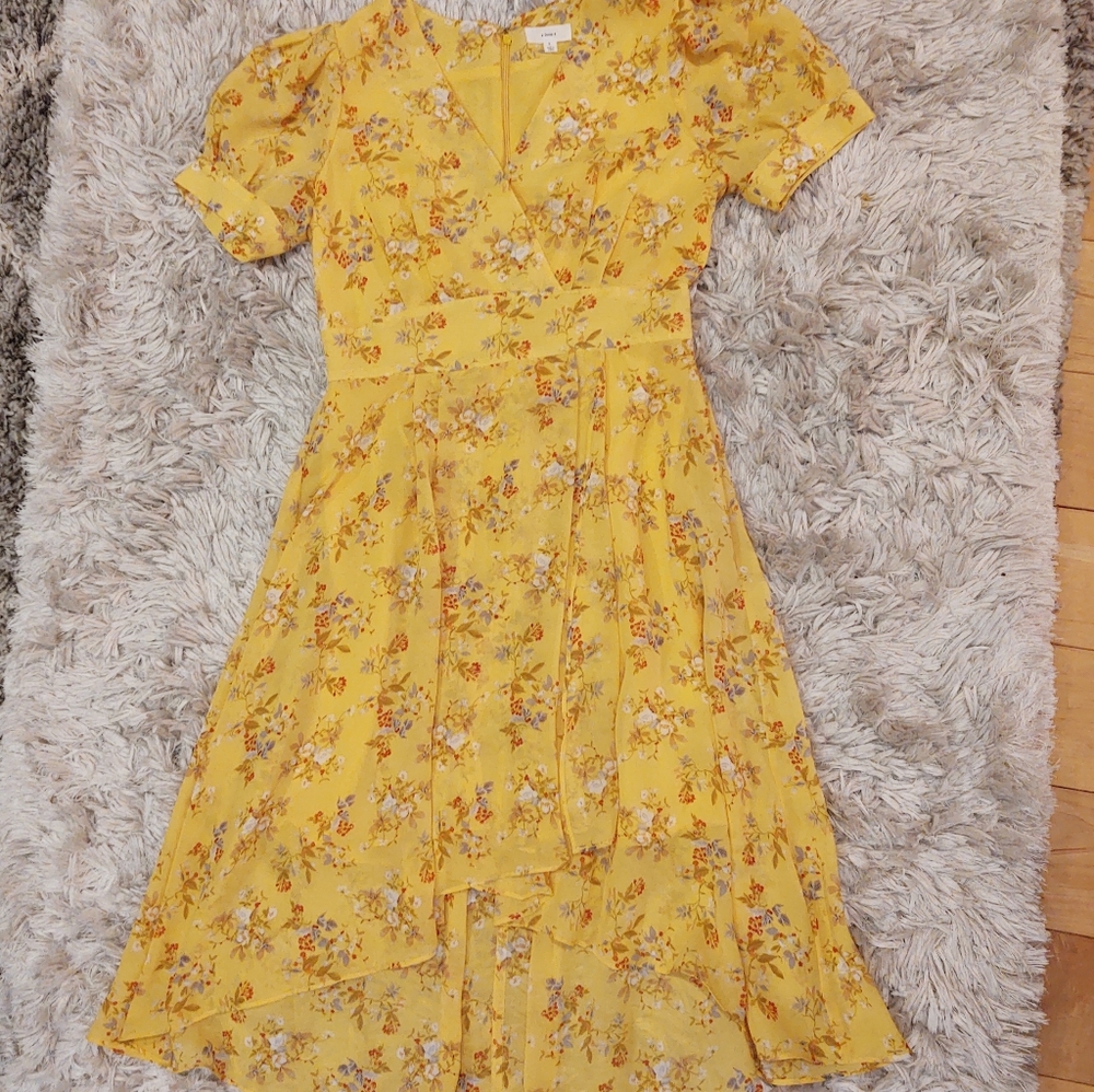 A Loves A Floral Yellow high low Dress